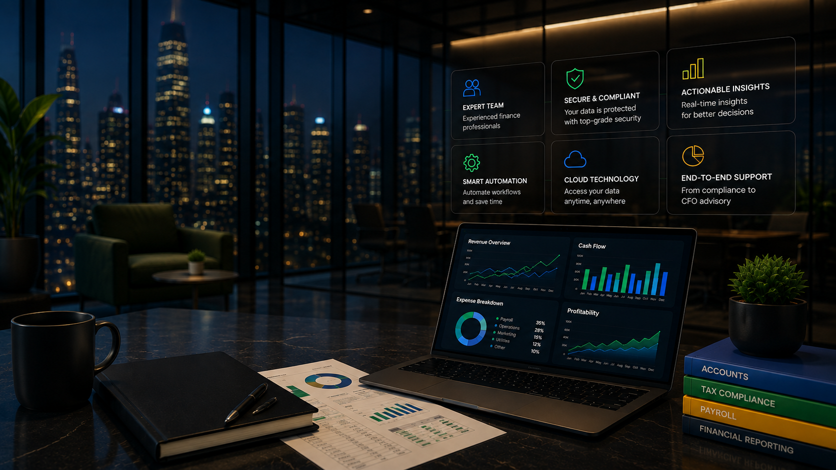 Upyugo client dashboard showing live financial overview